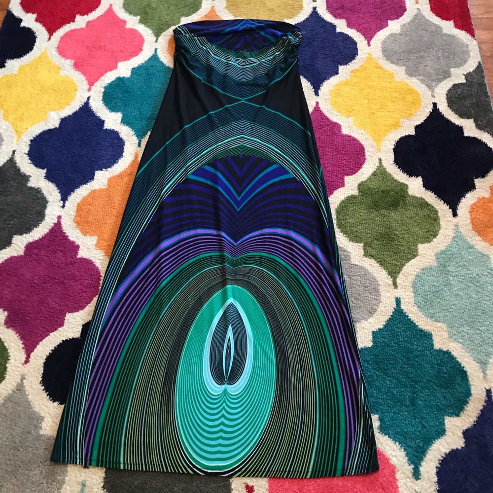 Narcisa lang peacock tube strapless dress large